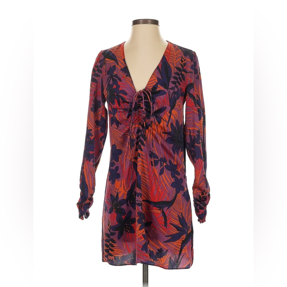 Zara Floral Mini Dress - Red and Purple